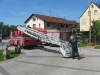 Vorne: Die Drehleiter aus Otterberg; Dahinter: Ein Löschfahrzeug aus der Verbandsgemeinde Kaiserslautern-Süd