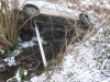 8. Dezember 2012 - Verkehrsunfall, Otterberg Mühlwoog; PKW nach Stabilisierung mit einer Baustütze