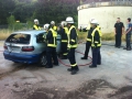 Übung der Feuerwehr Otterberg am 3. August 2015; Vorbereitung der Dachentfernung