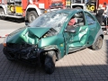Schrottwagen als Unfallfahrzeug für Vorführung hergerichtet