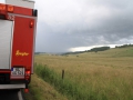 18. Juni 2016 - Verkehrsunfall, L388 Schneckenhausen - Heiligenmoschel; Blick Richtung Donnersberg. Regen und Gewitter.