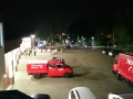 Nächtliche Sandsacklieferung, Hof der Feuerwehr Otterbach.