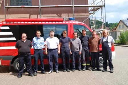 Abschließendes Gruppenbild. Von links: Matthias Carra, Hendrik Braun, Harald Laier, Andre Schumacher, Stefan Gödtel, Patrick Thümmel, Michael Metzger und Dominik Tröster. Es fehlt Achim Zschunke. Bilder: Feuerwehr Otterberg