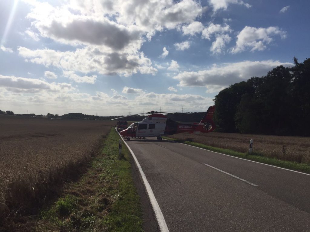 Christoph Gießen während des Einsatzes auf der L382 zwischen Otterberg und Baalborn.