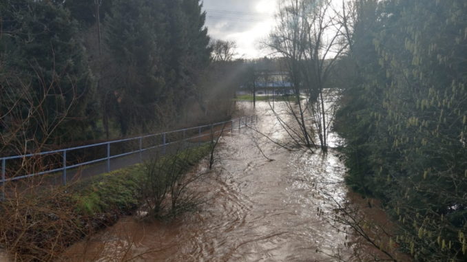 4. Februar 2020 - Radweg überflutet, Lauter im Bereich Olsbrücken