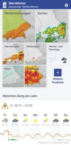Individuell konfigurierter Startbildschirm Smartphone (Quelle DWD)  Abbildung 1: Individuell konfigurierter Startbildschirm Smartphone. © DWD