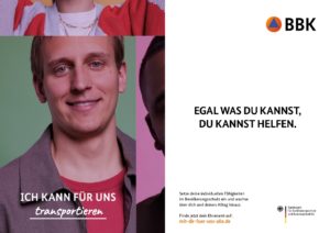 Plakat zur BBK-Ehrenamtskampagne: Egal was du kannst – Du kannst helfen
