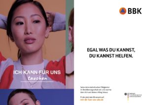 Plakat zur BBK-Ehrenamtskampagne: Egal was du kannst – Du kannst helfen