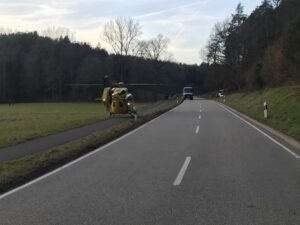 Rettungshubschrauber Christoph 66 während den Startvorbereitungen.