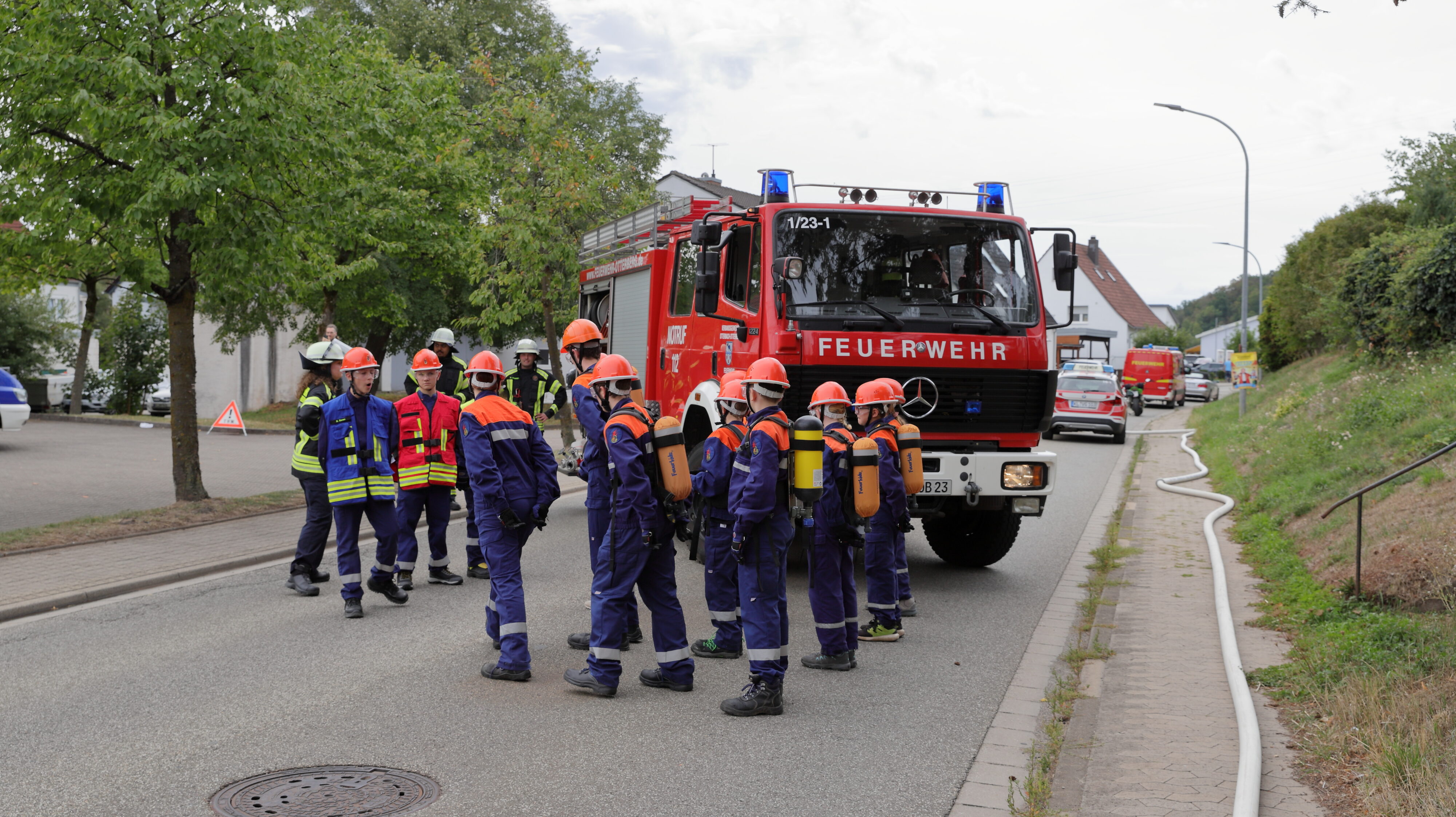 Jugendfeuerwehr Otterberg, Vorführung Löschangriff, Bild: Harald Laier / Feuerwehr