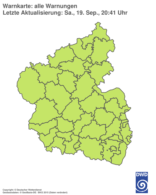 Aktuelle Warnkarte: Rheinland-Pfalz / Saarland
